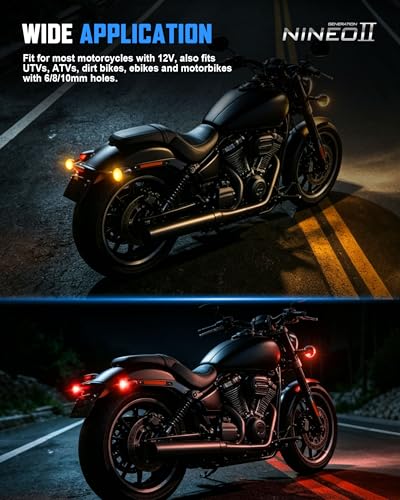 NINEO Rear Motorcycle Turn Signals LED,Mini Bullet,Red Taillight,2PCS - color: Red, size: Mini Size Rear