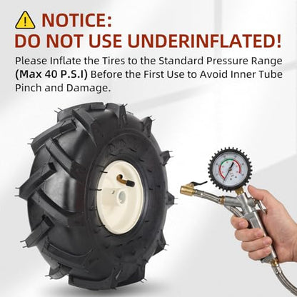 GICOOL 11x4.00-4 Tiller Tire & Wheel 3/4" Axle, 2PK for Craftsman Troy-Bilt - size: 11x4.00-4, 3/4" Axle Bore