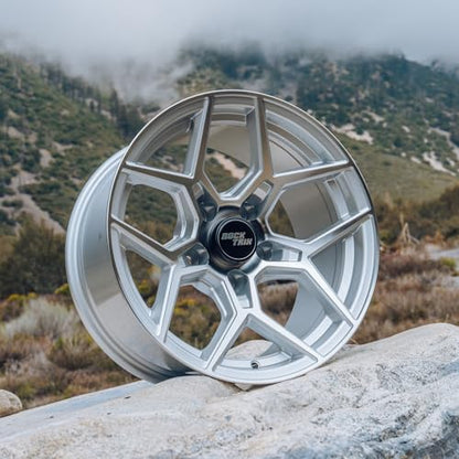 RockTrix RT105 18 inch Wheel, 18x9, 5x150, 12mm Offset, Machined Silver - color: Machined Silver, size: 18x9 -12mm offset