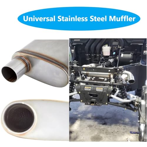 Universal 409 Stainless Muffler Straight-Through Performance Muffler Exhaust, offset in | offset out (2.25") - size: 2.25"