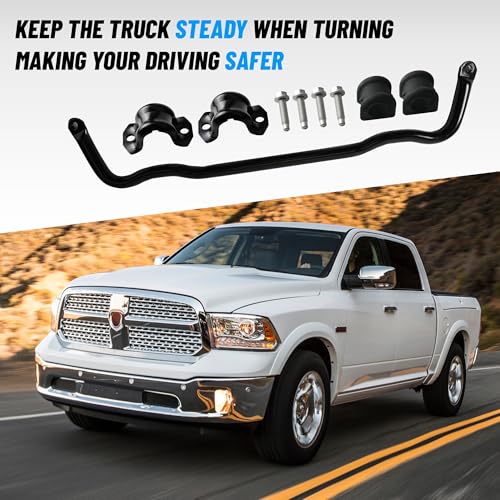 Upgrade 55398938AC Front Suspension Stabilizer Bar Compatible with 2009-2010 Dodge Ram 1500,2011-2018 Ram 1500,2019-2022 Ram 1500 Classic 4WD (Sway Bar) (Sway Bar with Bushing Kit) - size: Sway Bar With Bushing Kit