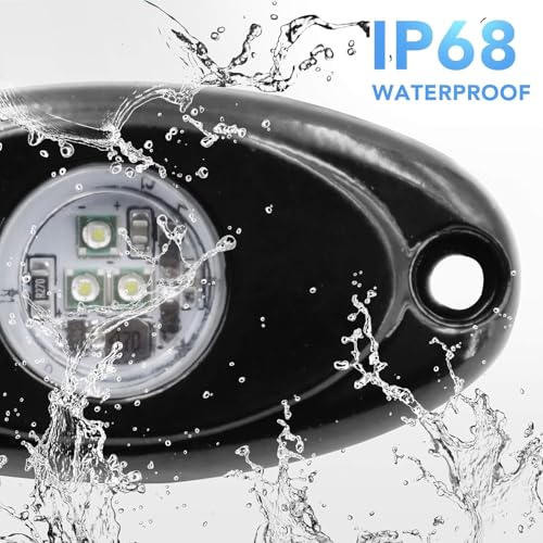 YONEDA White Rock Lights for Trucks, 4 Pods, IP68 Waterproof - color: White, size: 4 Pods