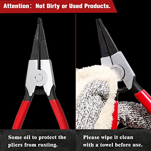2 Pcs Heavy Duty Lock Ring Pliers Set, Angle Tip - size: 8" & 11" Angle Tip