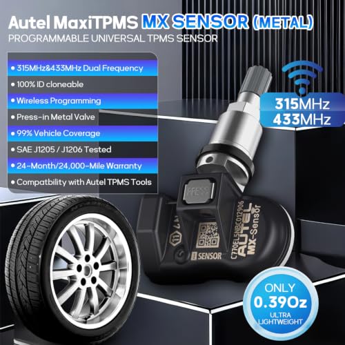 Autel TPMS Sensors 4 Pack, MX Sensor 315/433MHz, Metal Valve