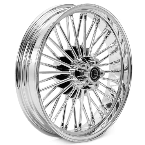 TOFR 21x3.5 18x3.5 Chrome Fat Spoke Wheels For Harley Touring Baggers 84-08 - color: Chrome, size: Front:21x3.5 Rear:18x3.5