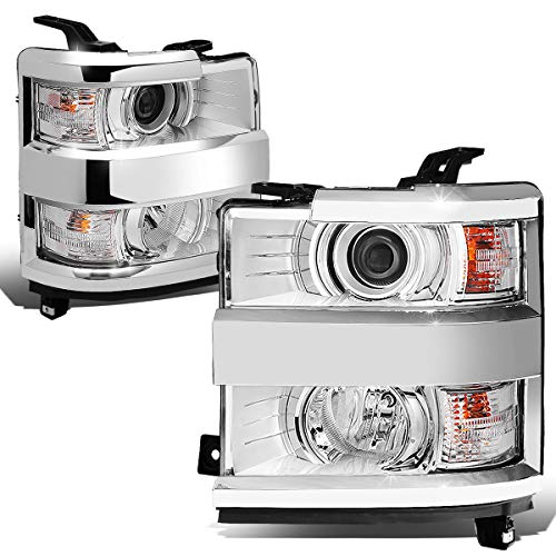 DNA MOTORING Chrome Housing Projector Headlights Compatible with 15-19 Chevy Silverado 2500 HD 3500 HD, HL-OH-CSIL15-CH-CL1 - color: Chrome Clear