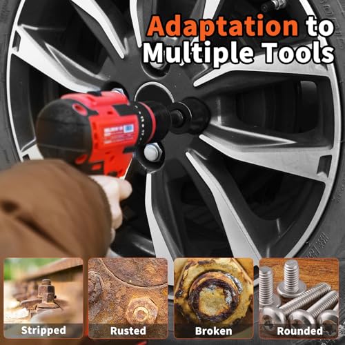Wheel Lock Removal Kit, 6 Piece Lug Nut Remover, 1/2-Inch-Drive Impact Easy Out Bolt Extractor Socket Set for Removing Damaged, Frozen, Rusted,10mm,12mm,14mm,16mm - style: 10mm,12mm,14mm,16mm
