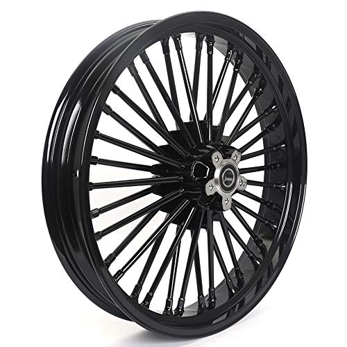 TOFR 21x3.5 16x5.5 Fat Spoke Black Wheels For Harley Softail Choppers 06-20 - color: Gloss Black, size: Front：21x3.5 Rear：16x5.5