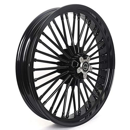 TOFR 21x3.5 16x5.5 Fat Spoke Black Wheels For Harley Softail Choppers 06-20 - color: Gloss Black, size: Front：21x3.5 Rear：16x5.5