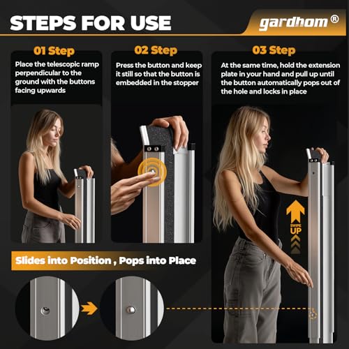 gardhom 6FT Telescoping Portable Wheelchair Ramp with Carrying Case - size: 6FT(can be used as 3.5FT or 6FT)