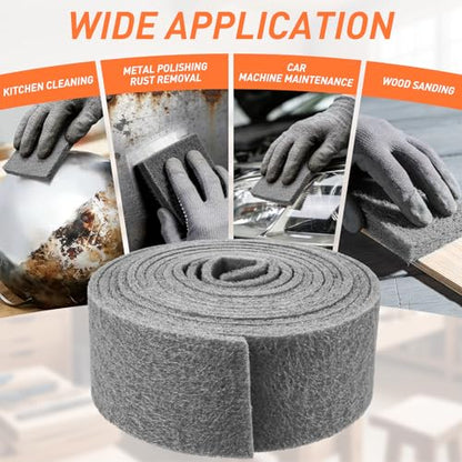 General Purpose Scuff Pads - Cuttable, 6m x 100mm, P400 Grit, Wet/Dry Reusable Sanding Sheets for Paint Prep, Auto Body, Woodworking & DIY - color: BJBGray