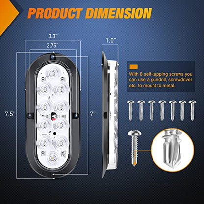 Nilight Trailer Tail Lights 2PCS 6 Inch Reverse Back Up LED Lamp, White - color: White Lights Screws 2PCS