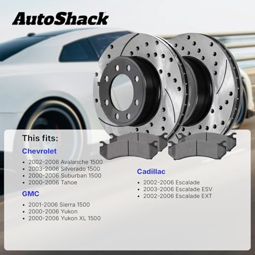 AutoShack Front & Rear E-Coated Rotors & Premium Pads for Chevy Tahoe 2006 - style: ShadowGuard & Premium Pad