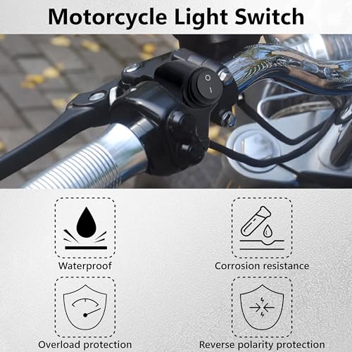Motorcycle Handlebar Switch 12V, Waterproof Motorcycle Light Toggle Switch - color: 2 PCS