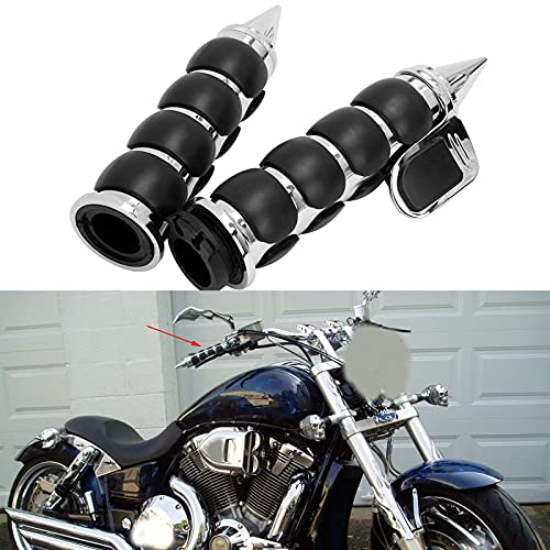 Pair of 1" Dual Chrome Motorcycle Bar End Hand Grips Handlebar Compatible with Cruisers Harley Yamaha Suzuki - color: Chrome#3