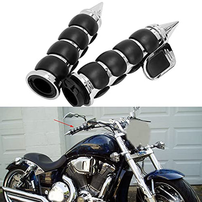 Pair of 1" Dual Chrome Motorcycle Bar End Hand Grips Handlebar Compatible with Cruisers Harley Yamaha Suzuki - color: Chrome#3