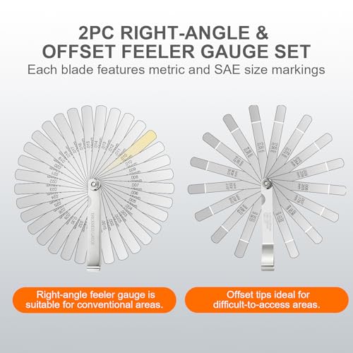 2Pcs Feeler Gauge Set,Premium Straight & Angled Feeler Gauges Kit