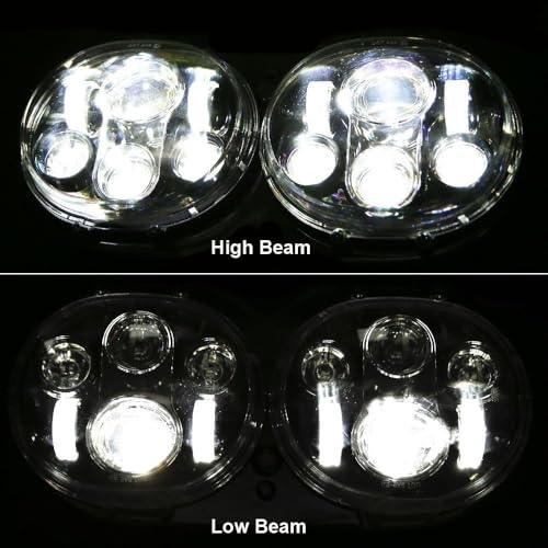 TOPNEW Dual LED Headlight for Motorcycle Road Glide 2004 2005 2006 2007 2008 2009 2010 2011 2012 2013 (Silver+Black) - color: Silver+Black