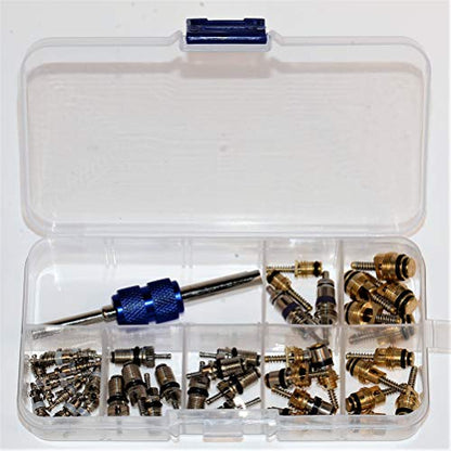 Car A/C Repair Kit - O-Ring Set + AC Valve Cores | Fix Air Conditioning | + Removal & Install Tool | R12 & R134a | - Also for Tire Valve Stems!