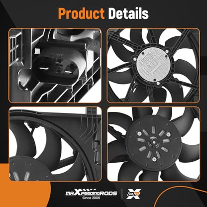 maXpeedingrods 4 Pins Dual Radiator Cooling Fan Assembly w/Shroud for Volkswagen Atlas 2018-2020, Atlas Cross Sport 2020, 3QG121207 3QF121207 3QF959455C 3QF959455B - size: 3QF959455B