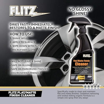 FLITZ Flat Matte Finish Cleaner - 8oz Bottle of USA-Made Vinyl Wrap Spray to Easily Remove Grease, Wax, Dust, & More - Quick Drying Matte Paint Cleaner - Ideal for Cars, Motorcycles - size: 8 Fl Oz (Pack of 1)