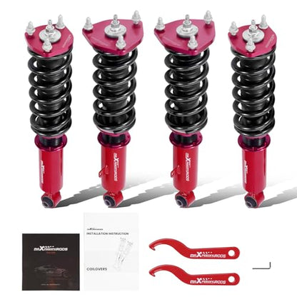 maXpeedingrods Coilovers for Lexus GS300 1998-2005, for Lexus GS430 2001-2005, 24 Levels Damper Adjustable Coilovers Suspension Kit, Height Adjustable Shock Absorber Struts, Lowering Kit, Red