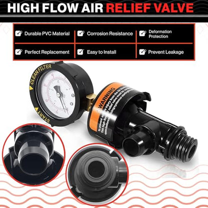 Swimables 98209800 & 98209803 High Flow Manual Air Relief Valve Replacement for Pentair Pool Filters, Compatible with Clean & Clear, FNS Plus, Quad DE, Predator Pool Filter - style: High Flow Air Relief Valve