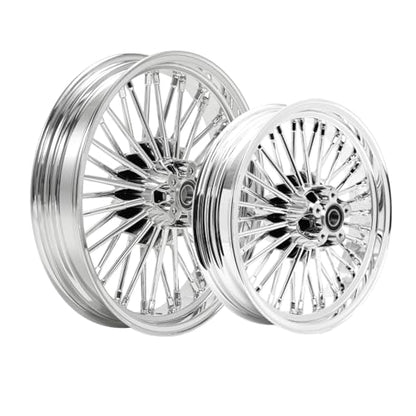 TOFR 18x3.5 16x3.5 Chrome Fat Spoke Wheels For Harley Touring Baggers 00-07 - color: Chrome, size: Front:18x3.5 Rear:16x3.5