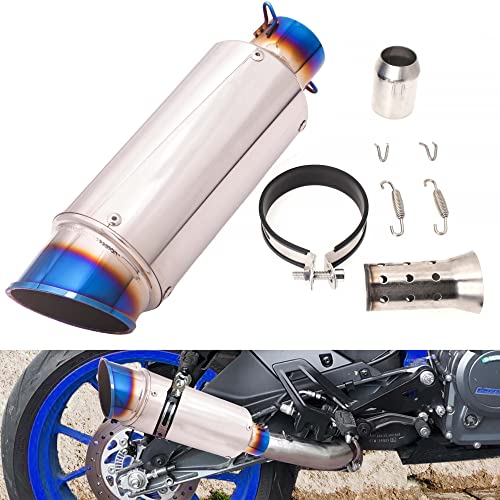Universal Slip on Modified Exhaust Mufflers with Silencers Compatible with Motorcycle Grom ATV Dirt Bike Street Bike Scooter Pipe Diameter 38mm-51mm Exhaust,Electroplated Blue - color: Electroplated Blue