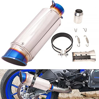 Universal Slip on Modified Exhaust Mufflers with Silencers Compatible with Motorcycle Grom ATV Dirt Bike Street Bike Scooter Pipe Diameter 38mm-51mm Exhaust,Electroplated Blue - color: Electroplated Blue