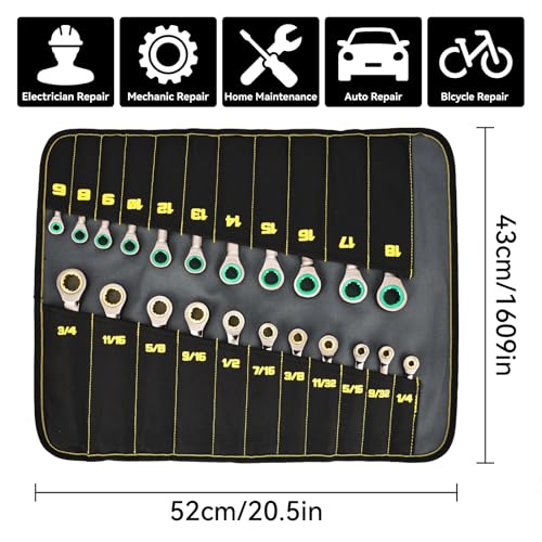 GRENPRO 23PCS Ratcheting Wrench Set SAE Metric Combination Mechanic Tools - style: 23PCS Ratcheting Wrench Set Metric&SAE With Color Ring (Ni)