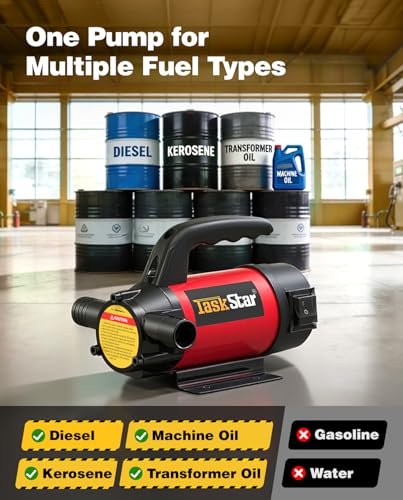TaskStar Electric Diesel Transfer Pump Kit, 12V 13 GPM for Diesel Kerosene - color: 12V 13GPM Wired, Scarlet