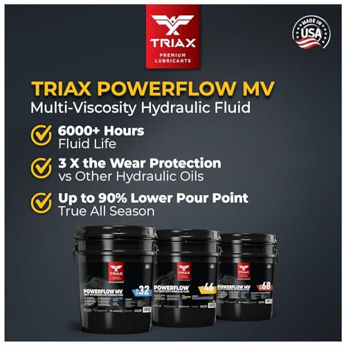 TRIAX Powerflow AW 68 Multi-Viscosity HLP Hydraulic Oil | 6,000 Hour Extended Life | Triple Anti-Wear | True All Season | Pour Point Down to -40F | Virtually Zero Foaming (1 Gallon) - size: 1 Gallon