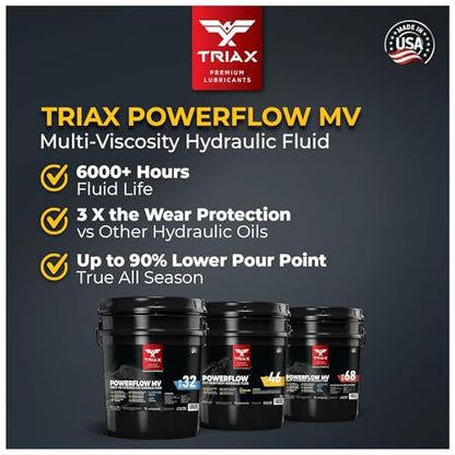 TRIAX Powerflow AW 68 Multi-Viscosity HLP Hydraulic Oil | 6,000 Hour Extended Life | Triple Anti-Wear | True All Season | Pour Point Down to -40F | Virtually Zero Foaming (4 Gallon Pack) - size: 4 Gal Pack