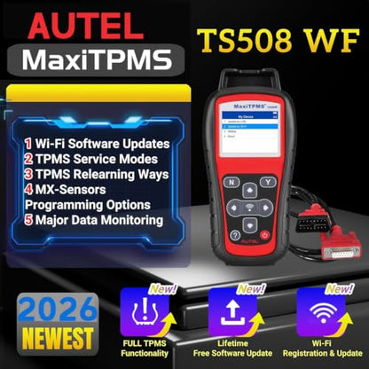 Autel MaxiTPMS TS508WF Kit, TPMS Programming Tool& 8 Rubber Valve MX-Sensor