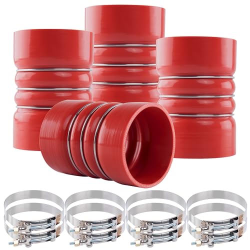 4" X 6" Silicone Charge Air Cooler Hump Hose with Clamps,4Pcs Red - color: Red, size: 4" x 6"