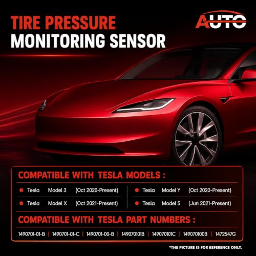 1490701-01-C Tire Pressure Monitor Sensors BLE Bluetooth TPMS Sensor Replacement for Tesla Model 3 ModelY Models ModelX 2020-2024 (4, Black)