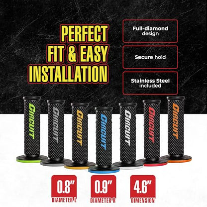 Circuit Equipment - Circuit V Motorcycle Handlebar Grips - Durable Non-Slip Rubber for Superior Comfort and Control - High Performance for All Terrains - Black/Yellow Design
