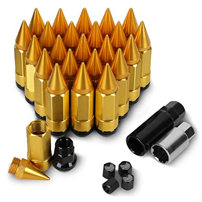 M14x1.5 Anti Theft Wheel Spike Lug Nut 24 PCS - color: Gold