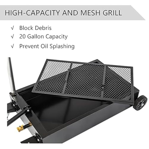 25 Gallon Low Profile Oil Drain Pan, Rolling Tank with Manual Pump, Black - color: Black, size: 25 gallon