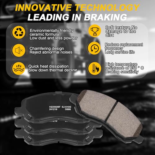 D866+D1037 Front and Rear Ceramic Brake Pads Kit Fit - style: HZ866+HZ1037