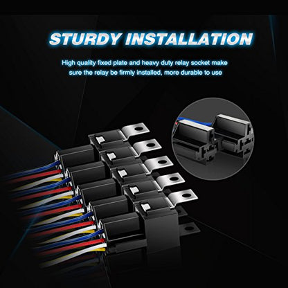 Nilight 50003R Automotive Set 5-Pin 30/40A 12V SPDT with Interlocking Relay Socket and Wiring Harness-5 Pack, 2 Years Warranty - color: 5Pin Relay + harness socket