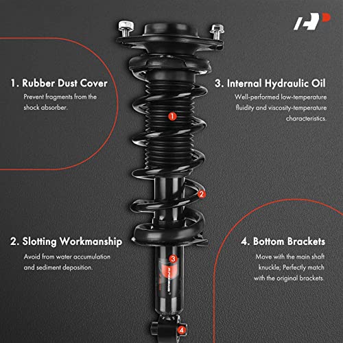 A-Premium Rear Complete Strut Assemblies with Coil Springs, Set of 2