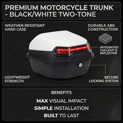 Japard Motorcycle Top Case 42L Daily Rear Tail Box Trunk, Lockable Storage Carrier, Waterproof Universal Mounting for Helmet Luggage (Off White) - color: Off White