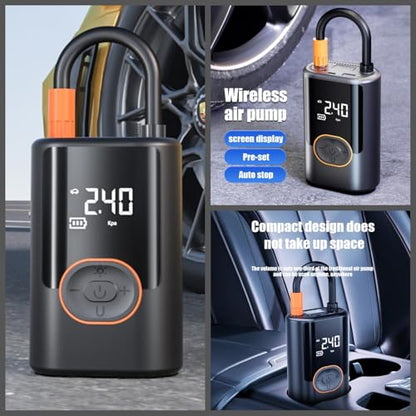 Tire Inflator Portable Air Compressor,150PSI,Digital Pressure Gauge Monitoring,Smart Air Pump for Vehicles, Motorcycles, Bicycle Tires, and Sports Equipment