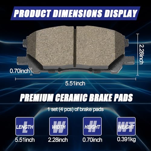 Ceramic Front Brake Pads for Toyota Highlander 2006-2007 - size: D1005