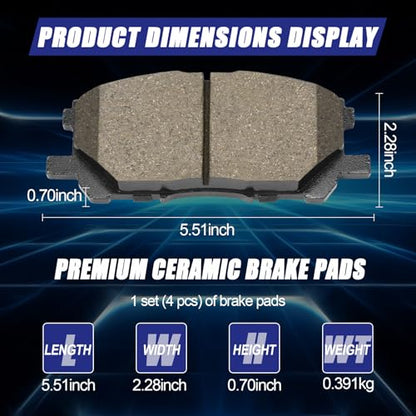 Ceramic Front Brake Pads for Toyota Highlander 2006-2007 - size: D1005