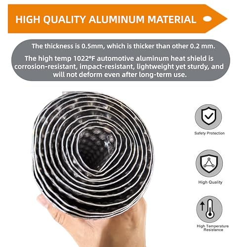 Exhaust Heat Shield Automotive 15" x 39", 0.5mm Embossed Aluminum Heat Shield Kit with 20PCS Cable Metal Ties for Muffler Exhaust Wrap, Heat Barrier,Car Exhaust Sheet - size: 15" x 39"