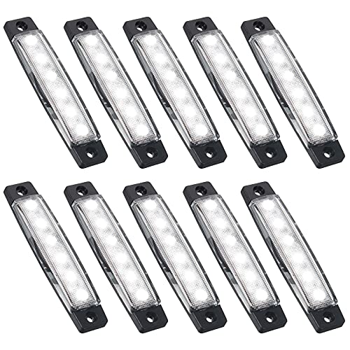 PSEQT 10 Pcs LED Rock Strip Lights Car Underglow Wheel Fender Well Lighting Kits Waterproof for Golf Cart Wrangler Offroad Truck RV UTV ATV Snowmobile (White) - color: White
