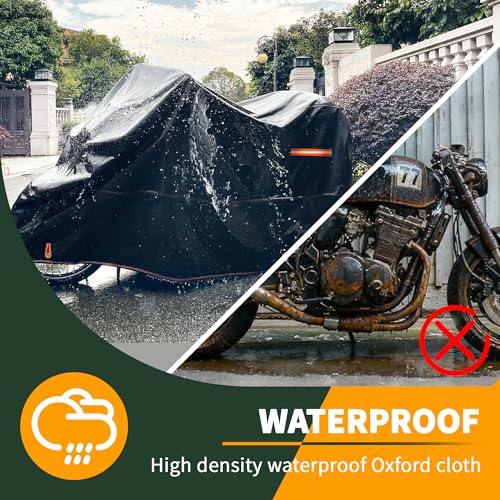 Enzeno Motorcycle Cover Waterproof Motorcycle Rain Tarp Outdoor Storage - size: 220x105x125 cm